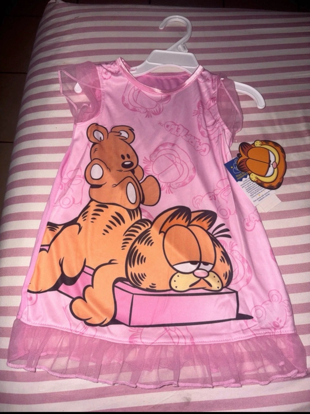 Nickelodeon Pink Garfield & Teddy Graphic Kids Dress